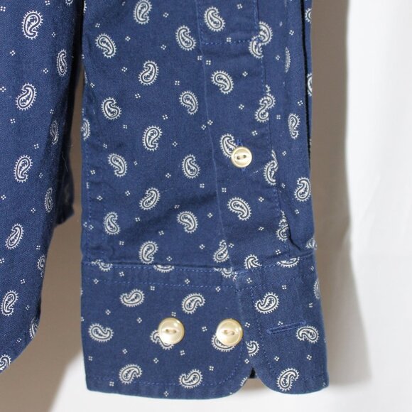 Lauren Ralph Lauren Women's Long Sleeve Button Up Top Navy Paisley Print Small - Picture 9 of 11